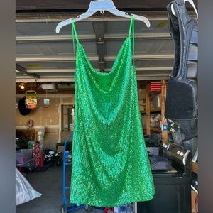 Shinestar Green Sequin Mini Dress